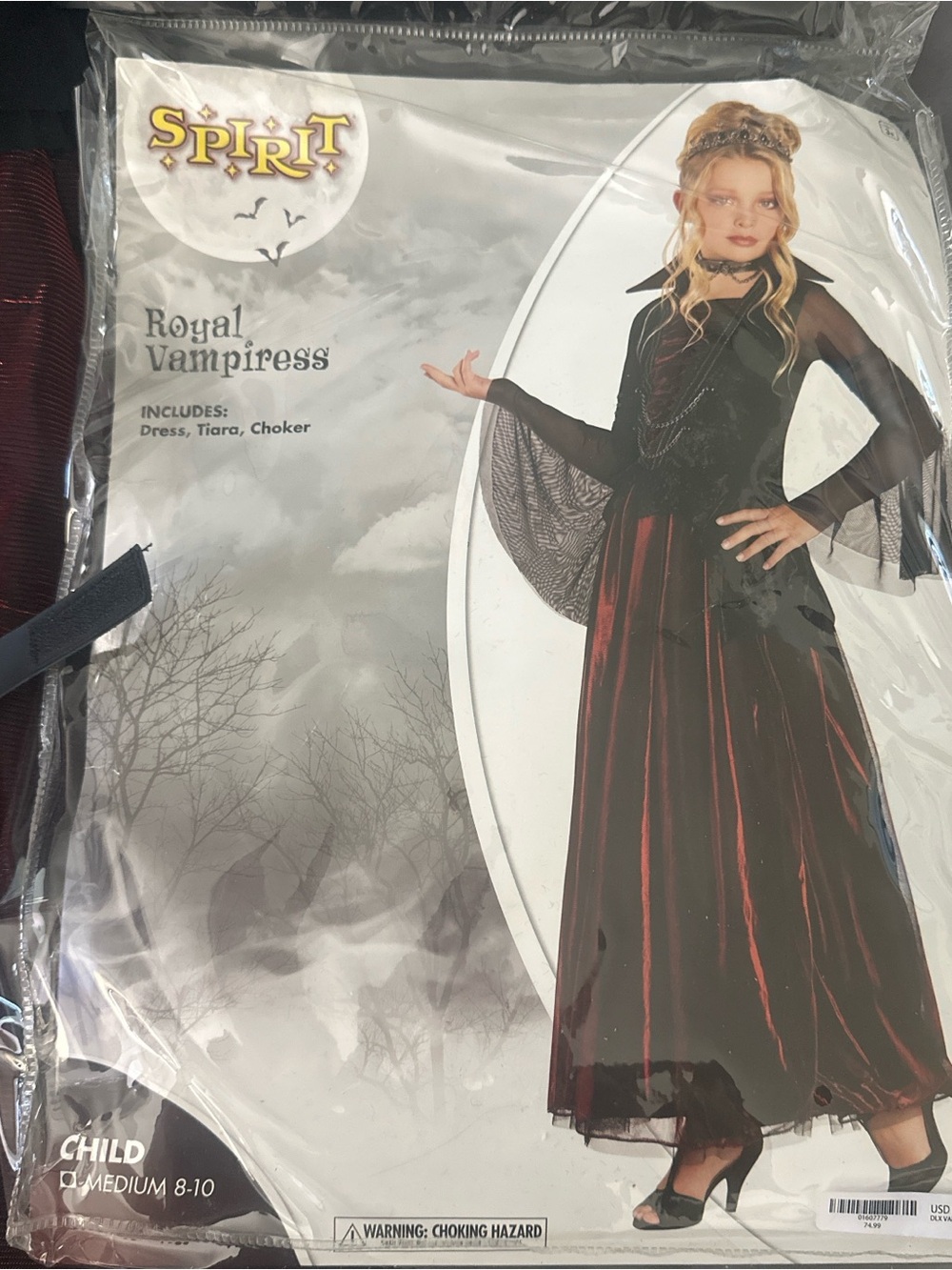 Spirit Royal Vampiress Kids Costume - Black & Red medium 8-10